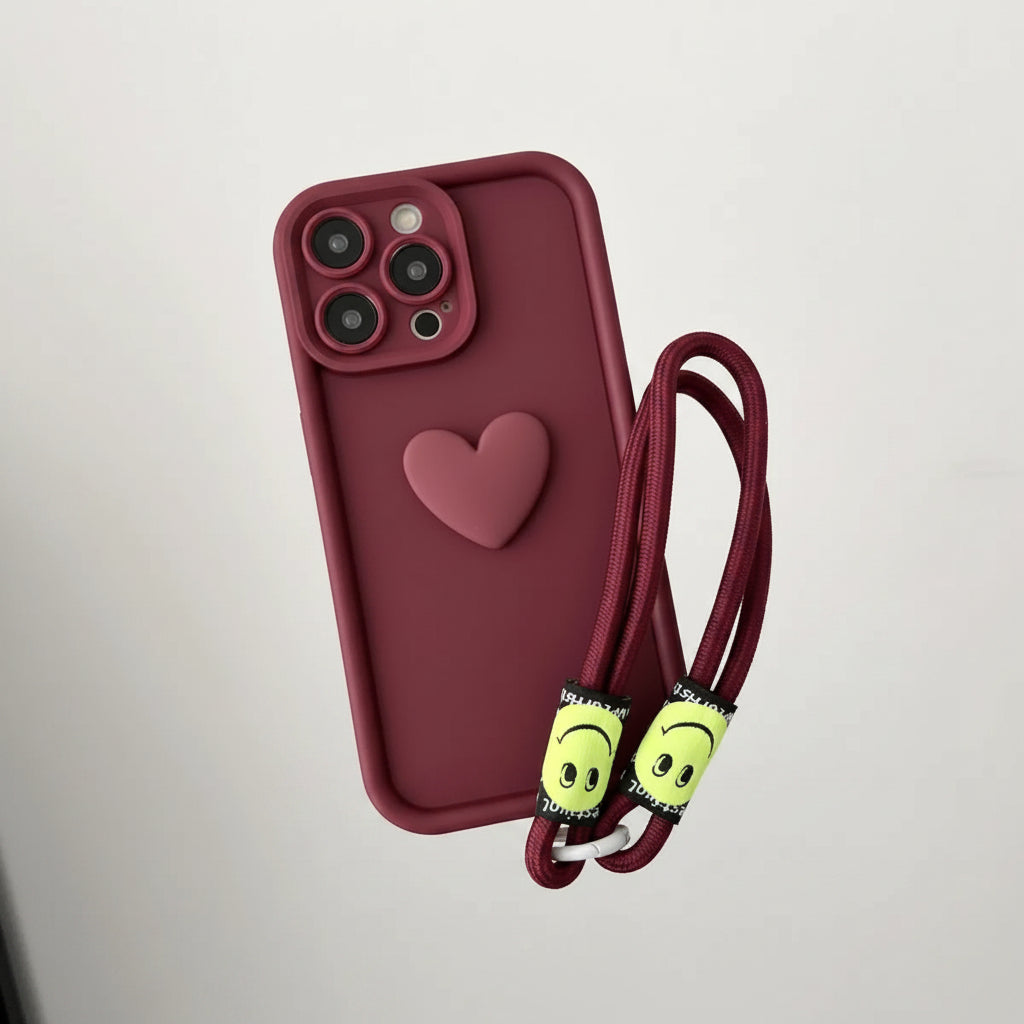 Coque Xiaomi rouge vin avec bracelet de transport