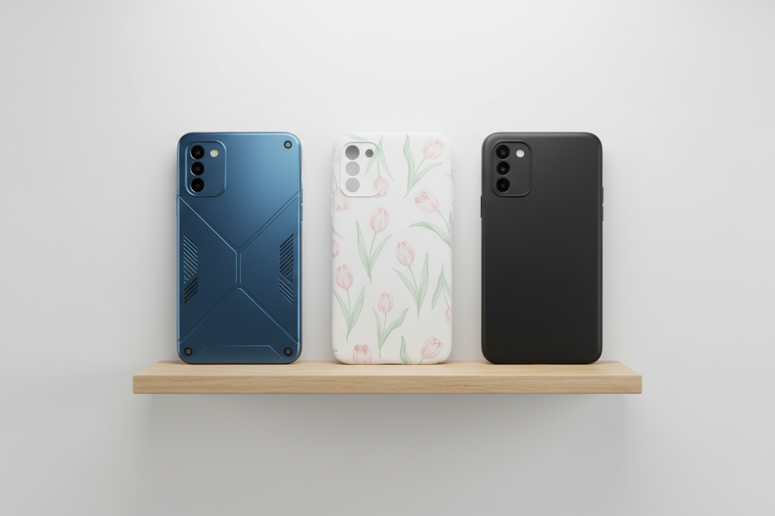 smartphone avec coque de protection antichoc pour iPhone sur fond neutre
