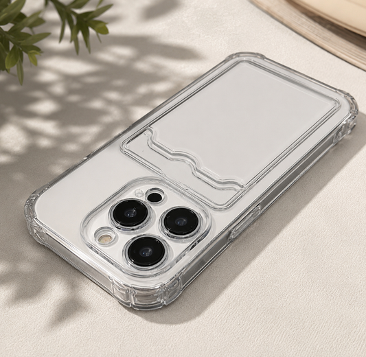 Coque transparente avec porte-carte pour iPhone