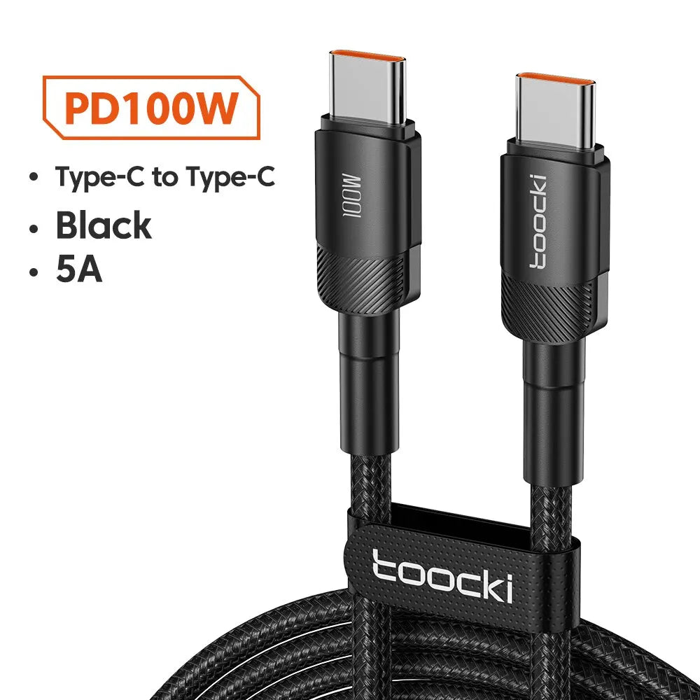 Câble Noir USB-C vers USB-C 100 W pour iPhone