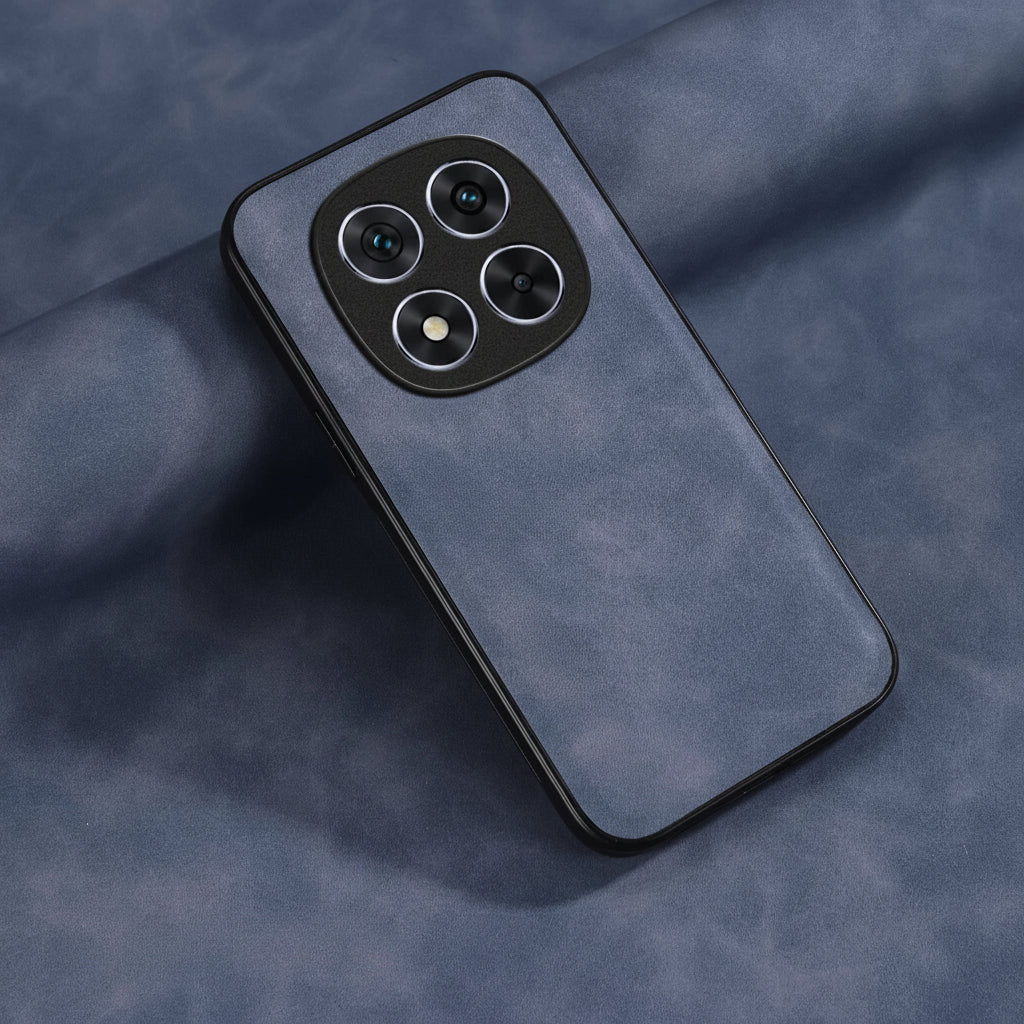 Coque effet cuir bleue anti-rayures pour Redmi Note 14 et Note 15