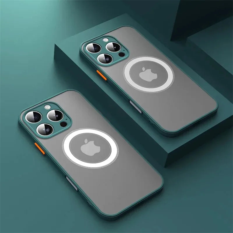 Coque MagSafe anti-choc vert foncé pour iPhone finition mate