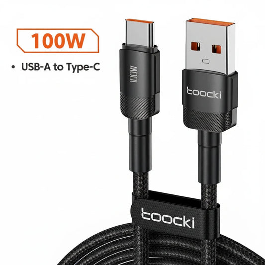 Câble Noir USB-A vers USB-C 100 W pour iPhone