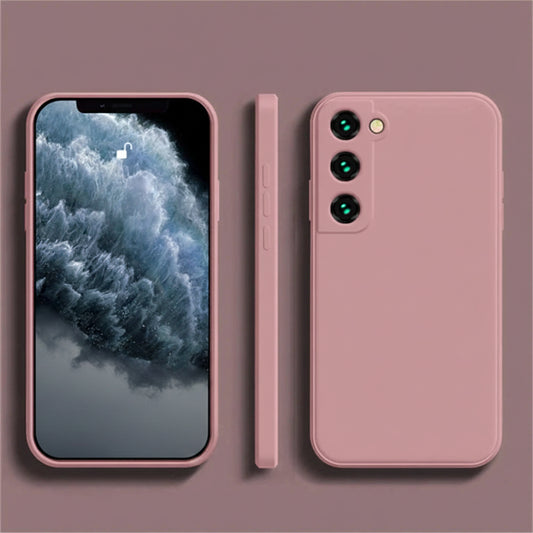 Coque compatible Samsung Galaxy en silicone liquide rose