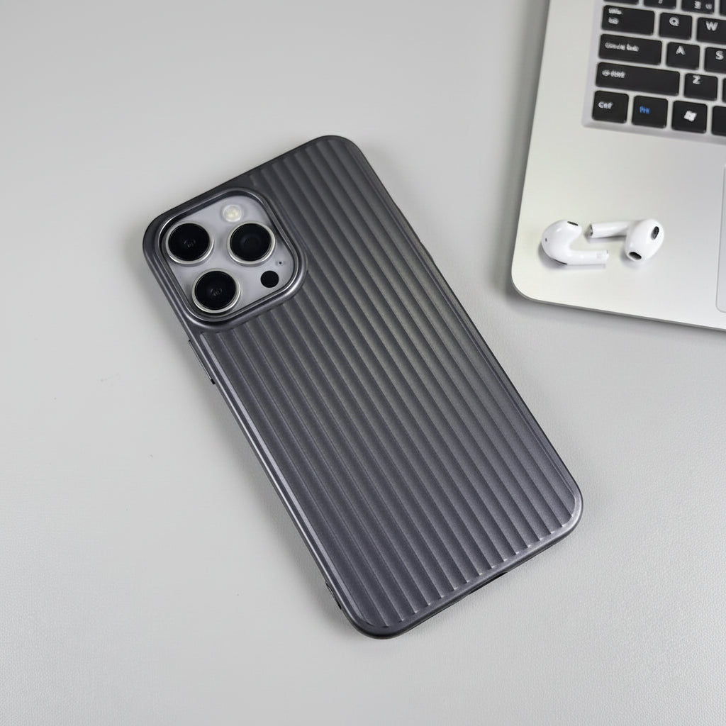 Coque noire à motif rayé pour téléphone Apple