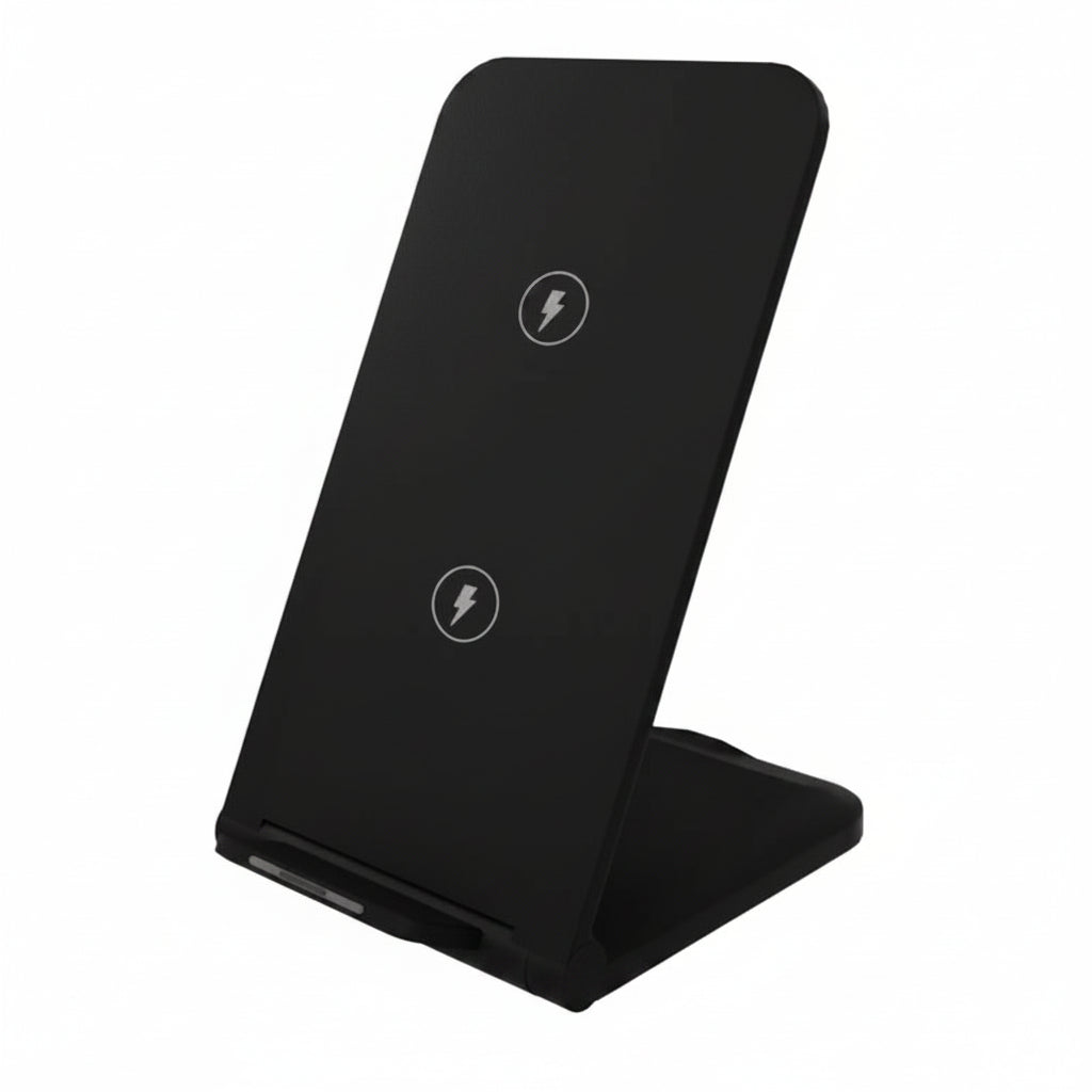Station de recharge noire sans fil compacte pour smartphone