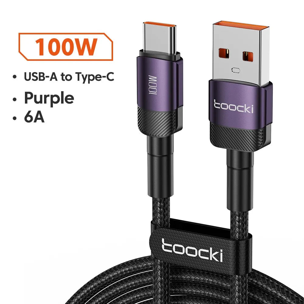 Câble violet USB-A vers USB-C 100 W pour iPhone