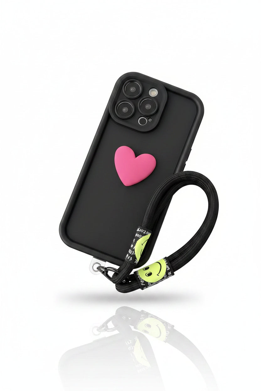 Protection Xiaomi noire en silicone avec cordon assorti