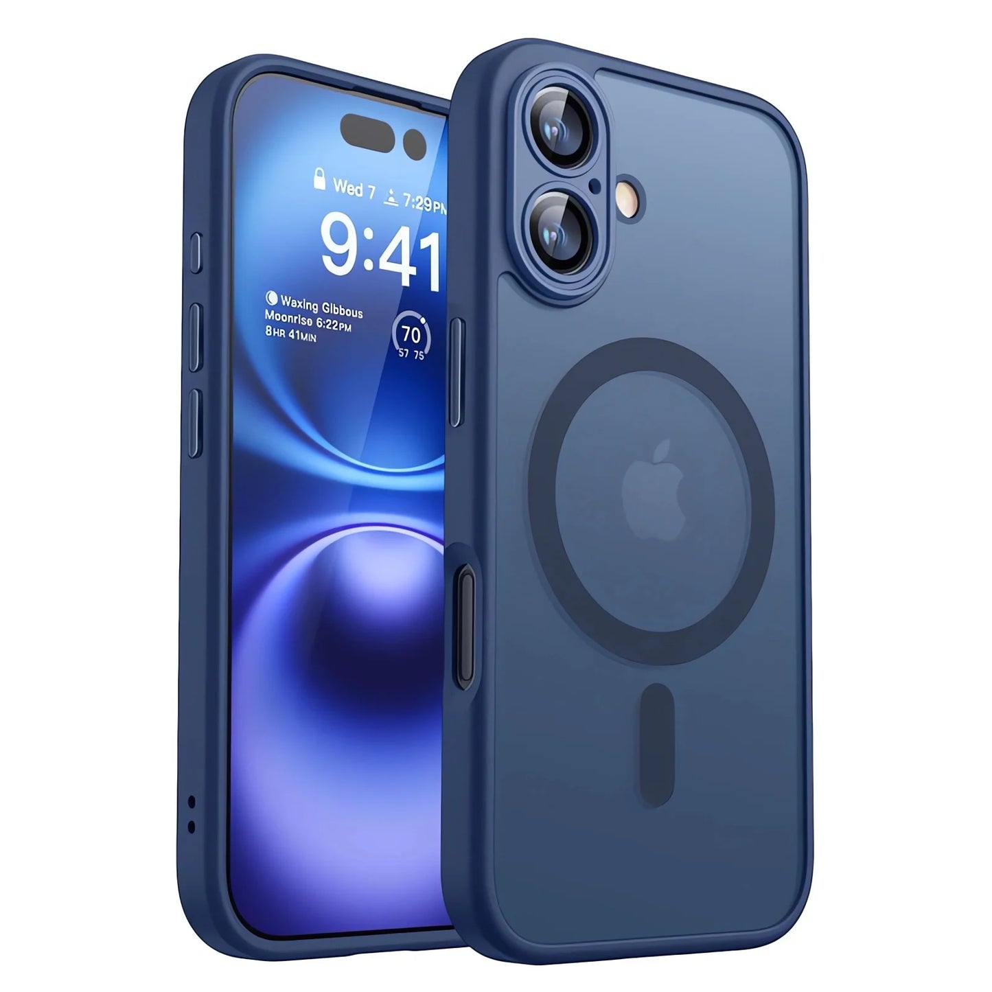 Coque magnétique antichoc MagSafe bleu marine pour iPhone