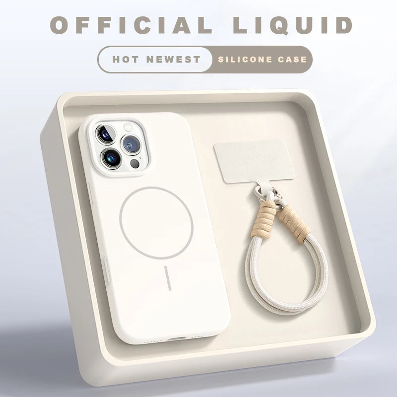 Coque MagSafe en silicone anti-choc blanche pour iPhone