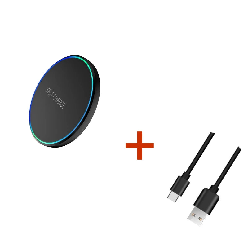 Chargeur sans fil induction rapide noir USB-C avec câble OZD Mobile