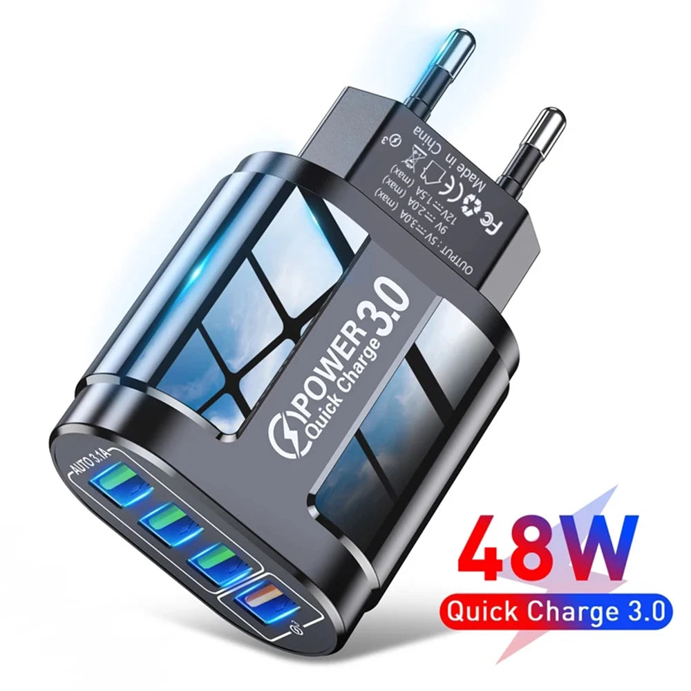 Chargeur USB 4 ports secteur prise EU pour smartphone