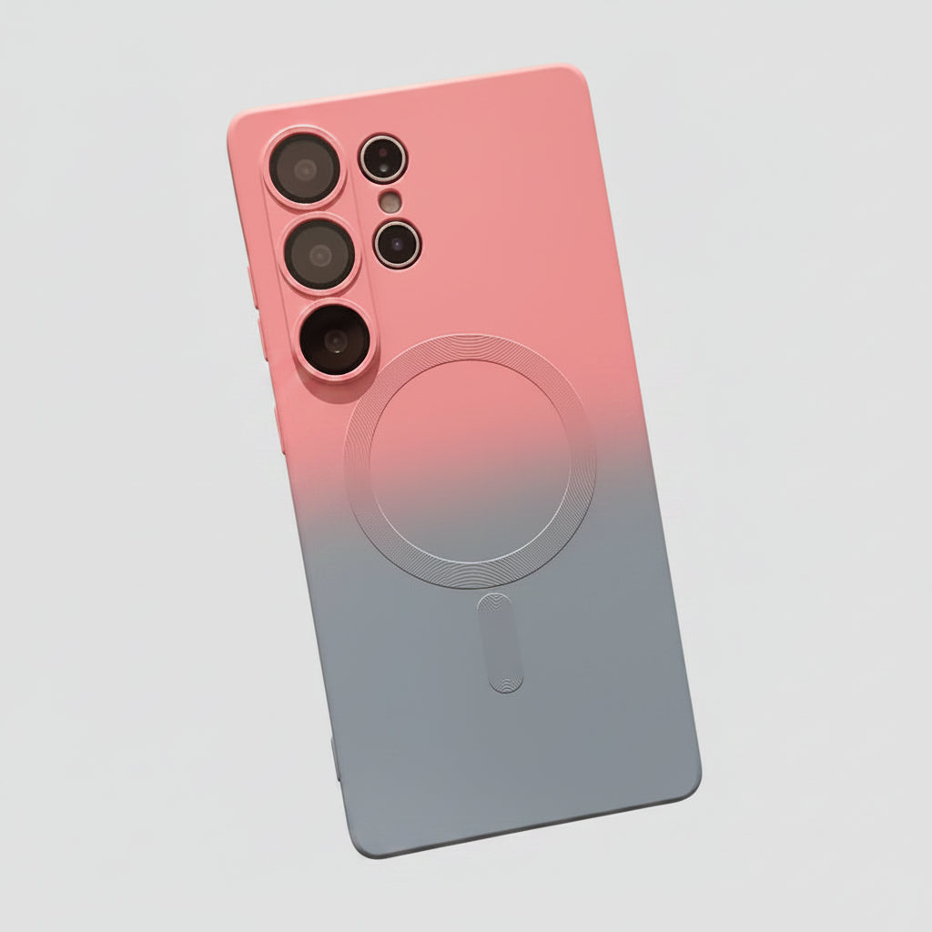 Coque compatible Samsung Galaxy finition mate antidérapante rose et gris
