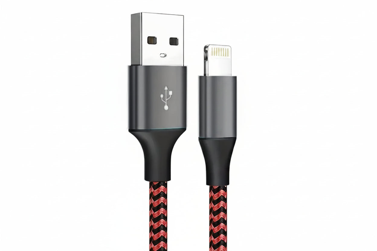 Câble USB-A vers Lightning MFi tressé rouge pour iPhone