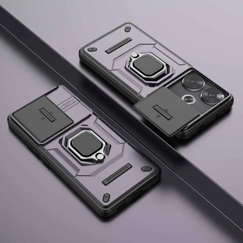 Coque antichoc violette avec anneau rotatif pour Xiaomi et POCO
