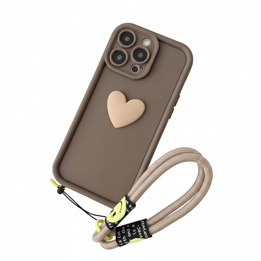 Coque Xiaomi coffee en silicone avec cordon et motif cœur
