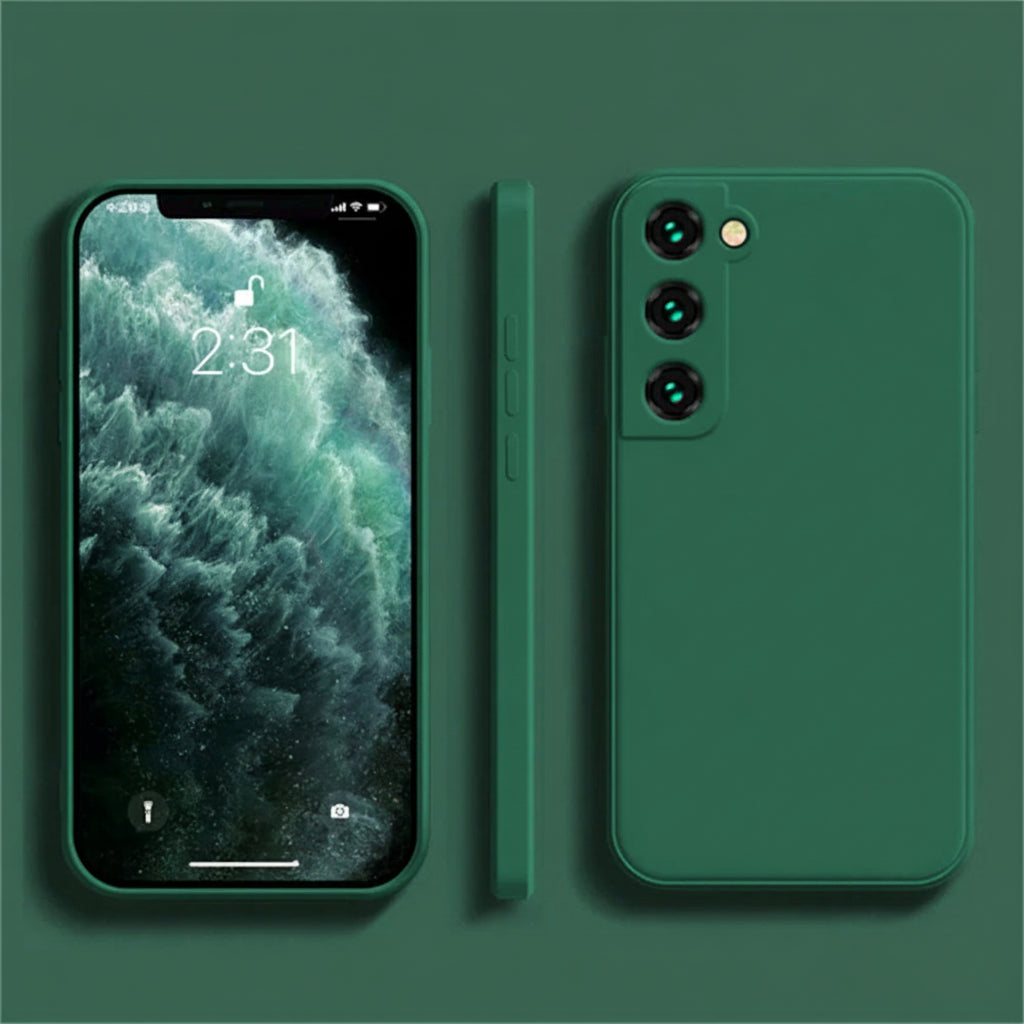 Coque compatible Samsung Galaxy finition silicone vert foncé