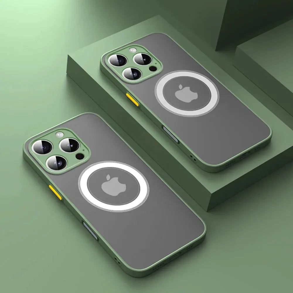 Coque MagSafe anti-choc vert clair pour iPhone finition mate