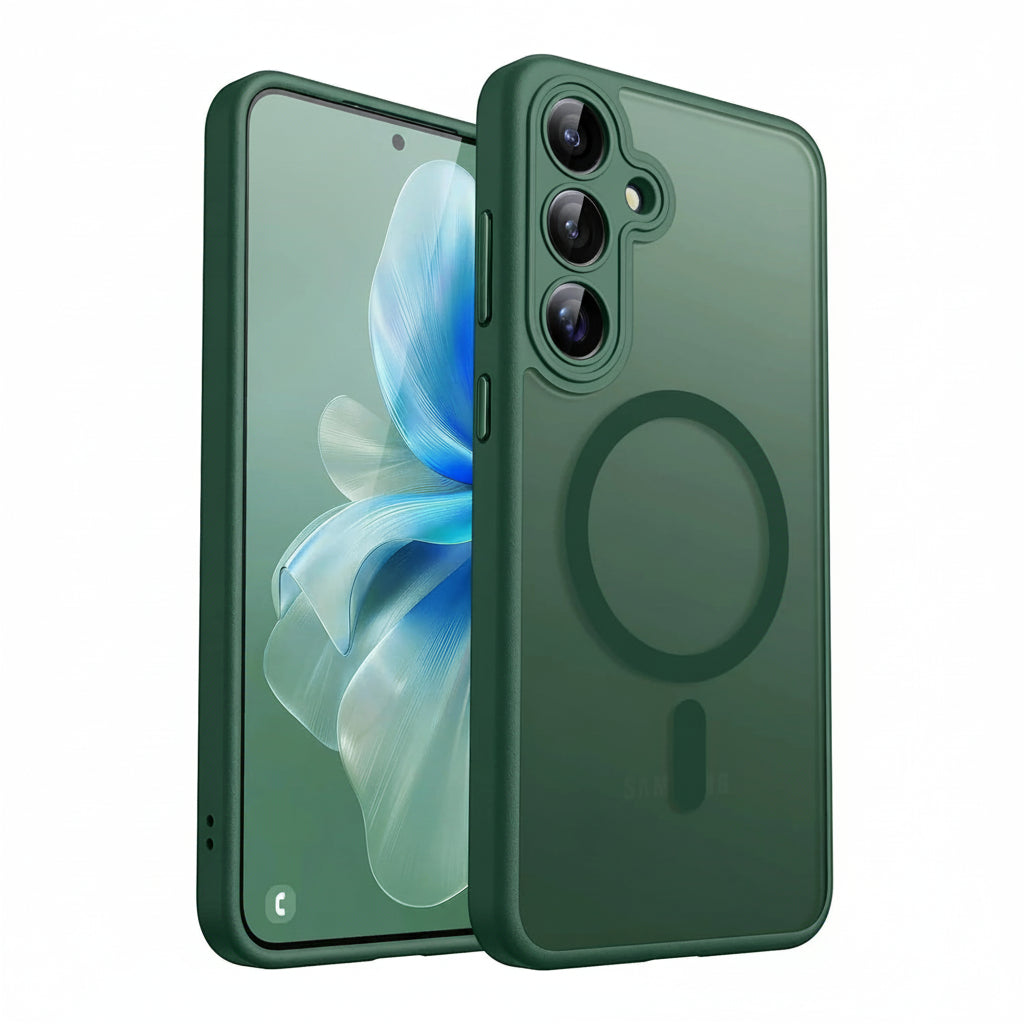 Coque mate magnétique Samsung Galaxy vert foncé compatible MagSafe