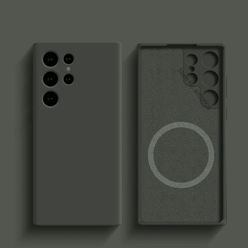 Coque silicone liquide gris titane pailletée pour Samsung Galaxy