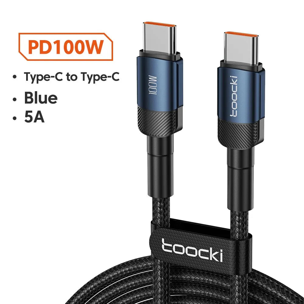 Câble bleu USB-C vers USB-C 100 W pour iPhone