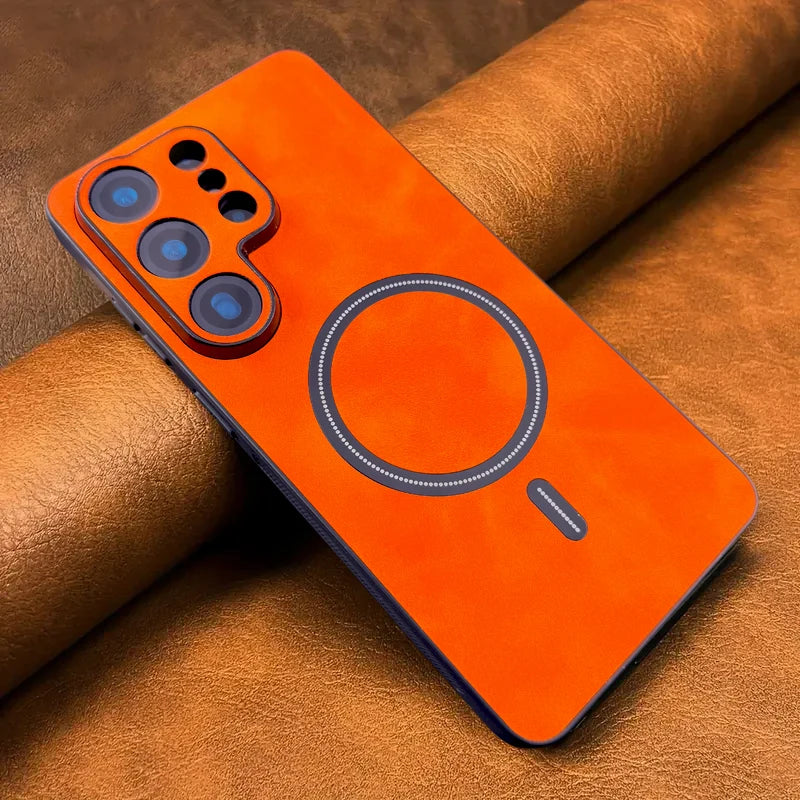 Coque magnétique orange  Samsung Galaxy vue arrière