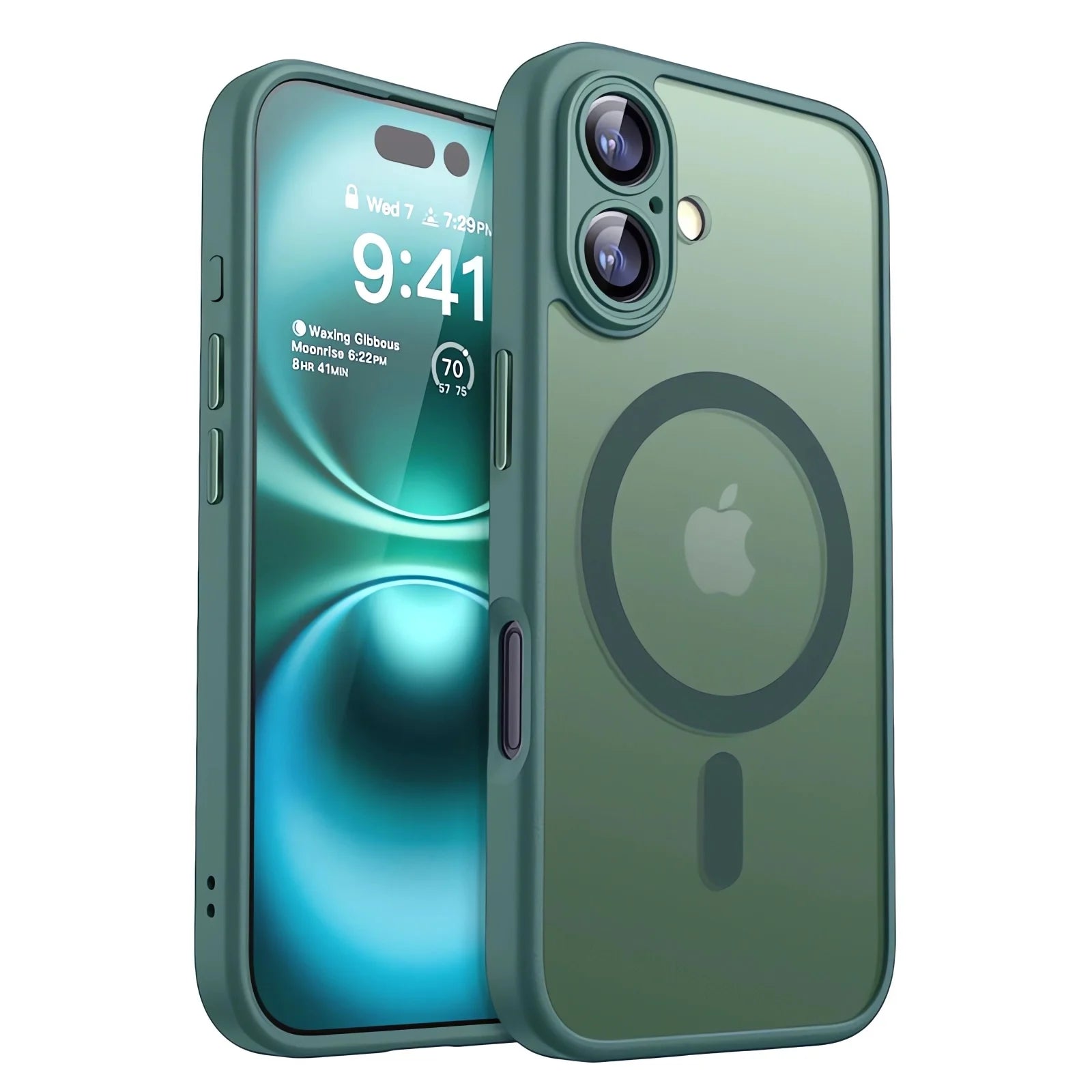 Coque MagSafe verte mate pour iPhone 15, 16 et 17