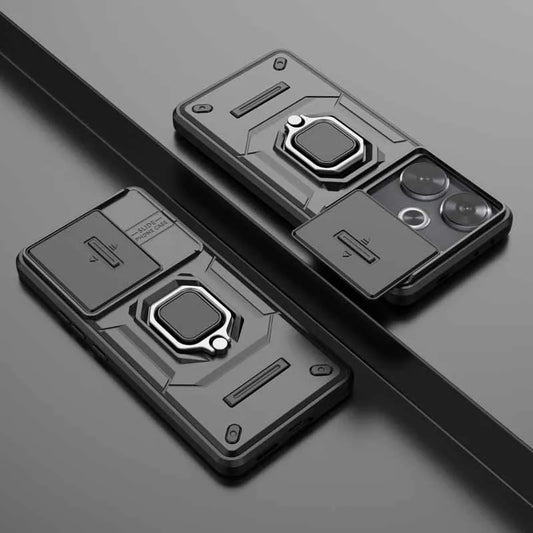 Coque antichoc noire avec anneau rotatif pour Xiaomi et POCO