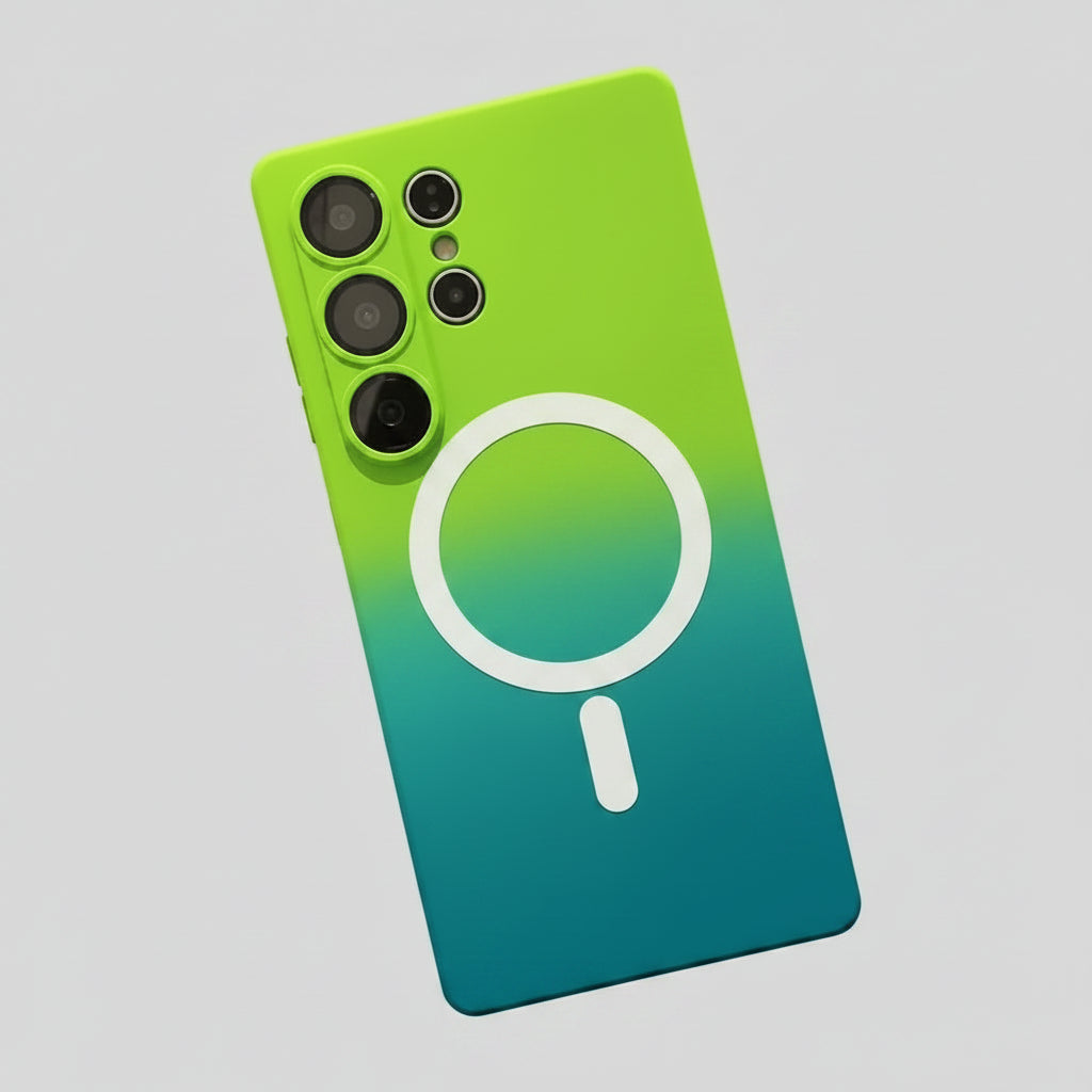 Coque compatible Samsung Galaxy coloris disponibles vert et bleu