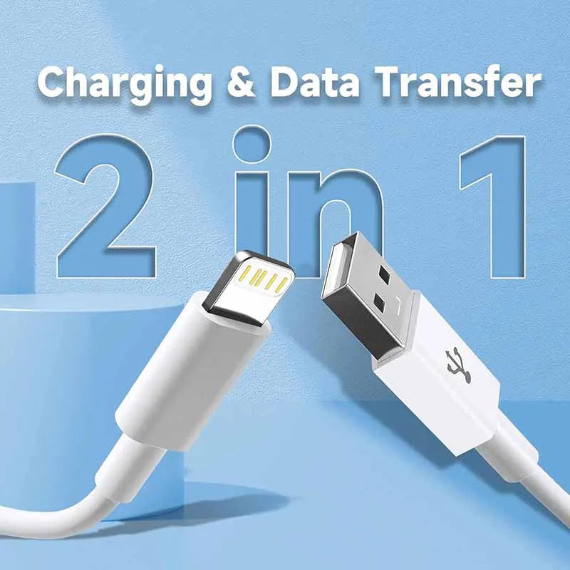 Connecteurs USB-A et Lightning du câble blanc