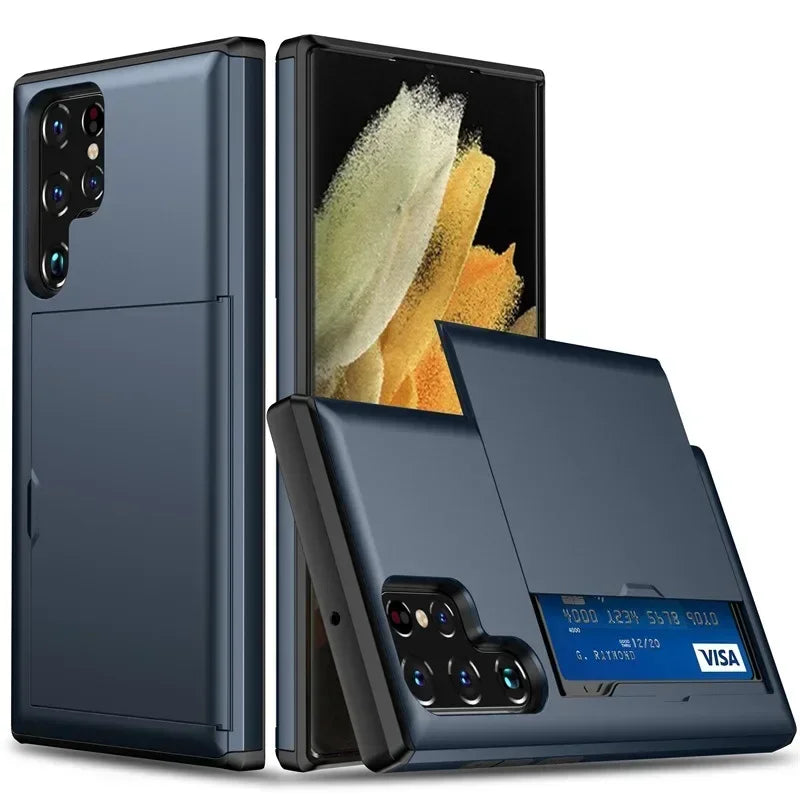 Intérieur de coque portefeuille bleue pour Samsung Galaxy en TPU