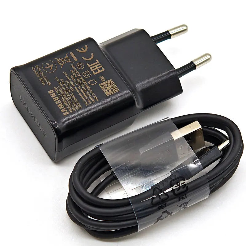 Chargeur 15W compatible Samsung avec câble USB-C noir