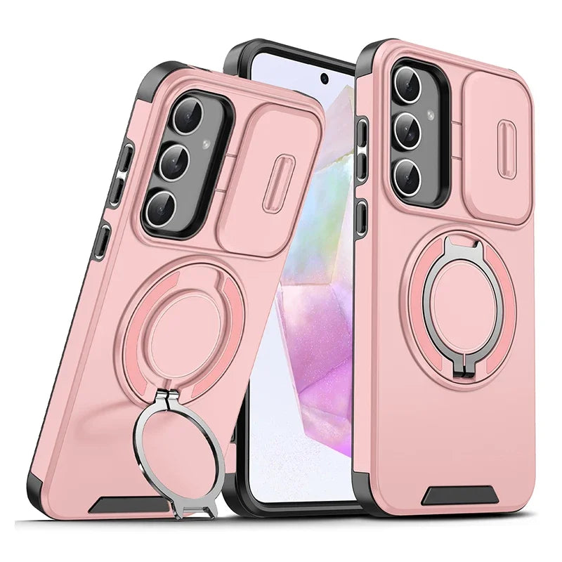 Coque compatible Samsung Galaxy Armor rose avec support magnétique