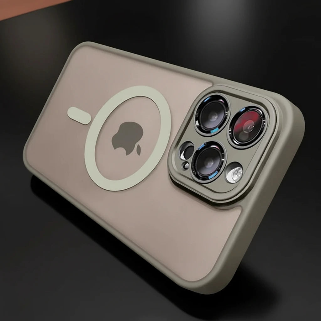 Coque iPhone magsafe grise avec protection anti-choc et finition mate