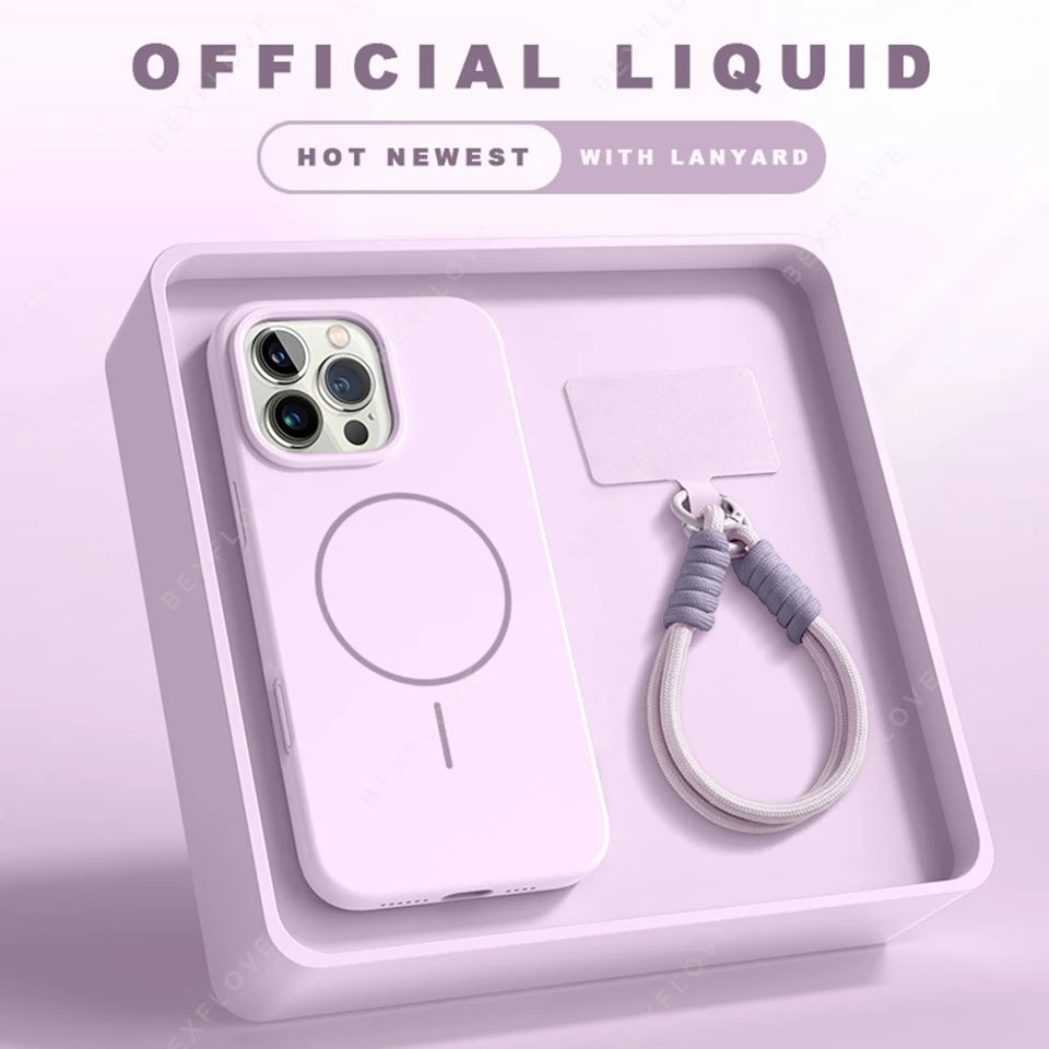 Coque MagSafe en silicone anti-choc violette pour iPhone