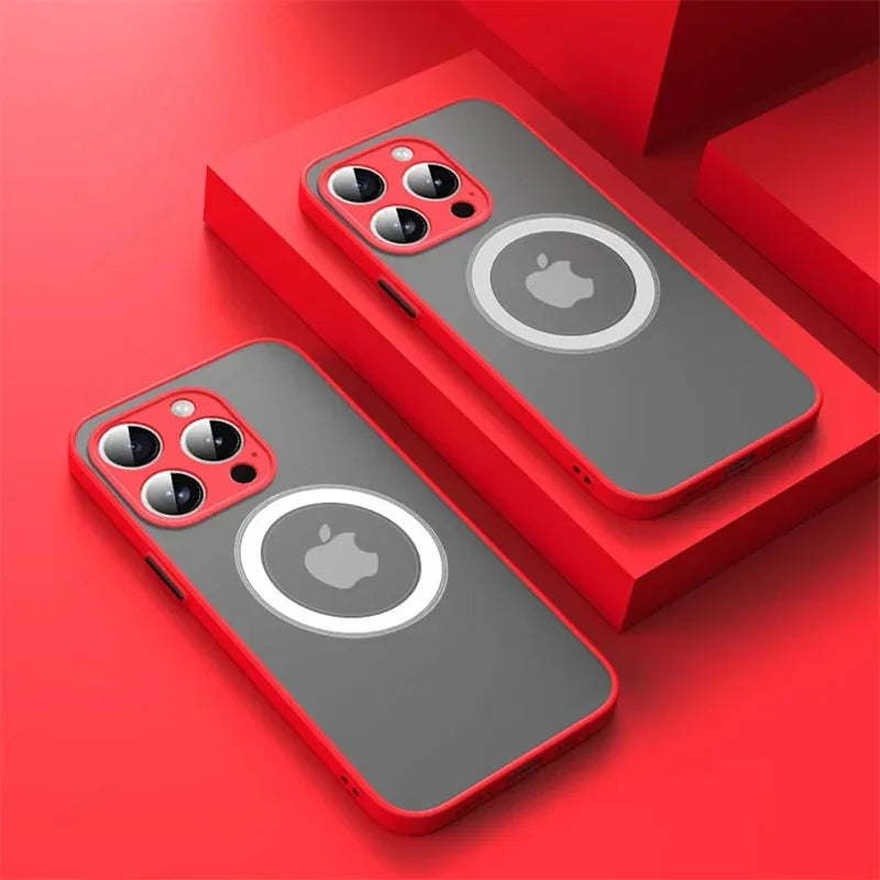 Coque MagSafe anti-choc rouge pour iPhone finition mate