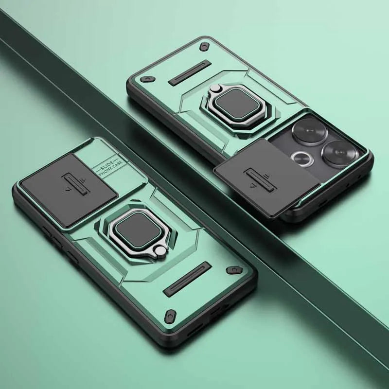 Coque antichoc verte avec anneau rotatif pour Xiaomi et POCO
