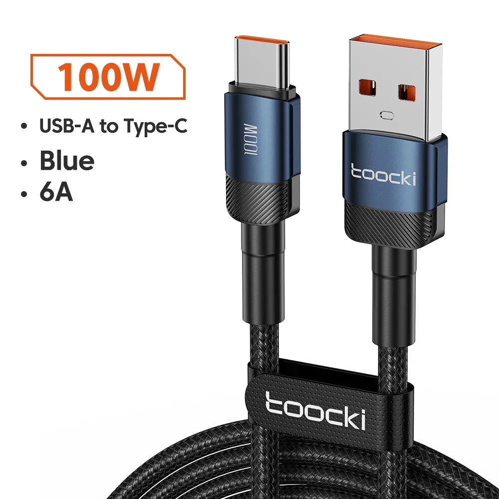 Câble bleu USB-A vers USB-C 100 W pour iPhone
