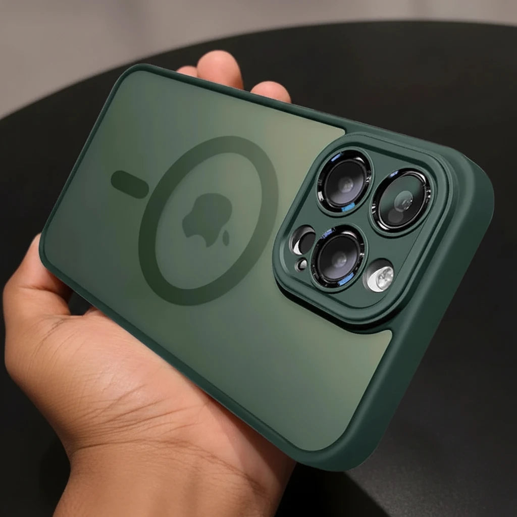 Coque MagSafe anti-choc verte pour iPhone finition mate