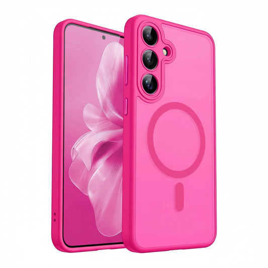 Coque mate magnétique Samsung Galaxy rose compatible MagSafe