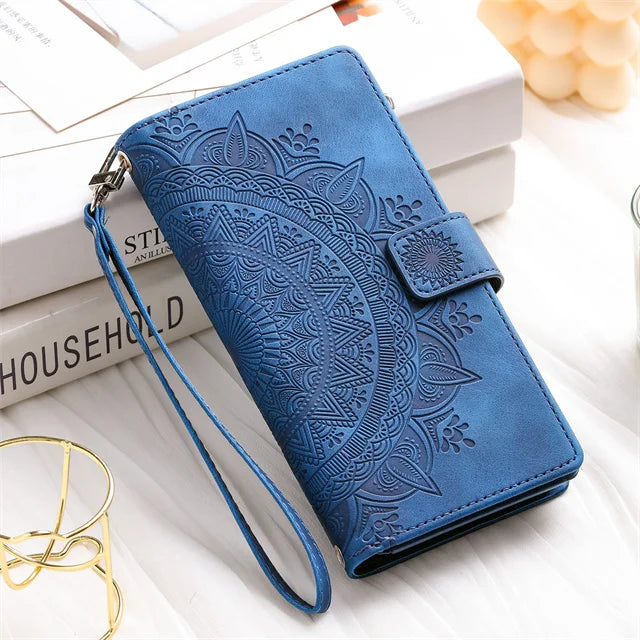 Coque portefeuille bleue Samsung avec sangle