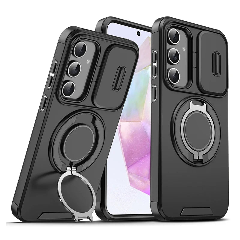 Coque compatible Samsung Galaxy Armor noire avec protection coulissante