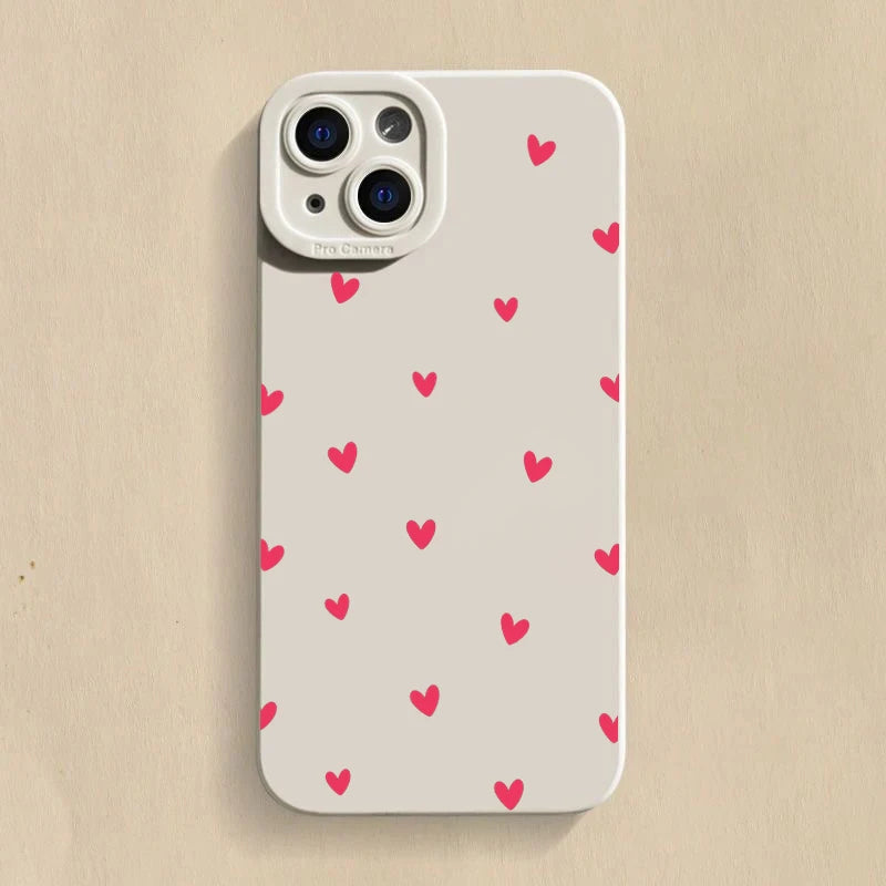 Coque compatible iPhone avec motif cœurs rouges