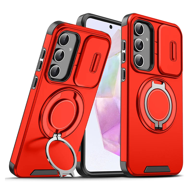 Coque compatible Samsung Galaxy Armor rouge avec anneau intégré