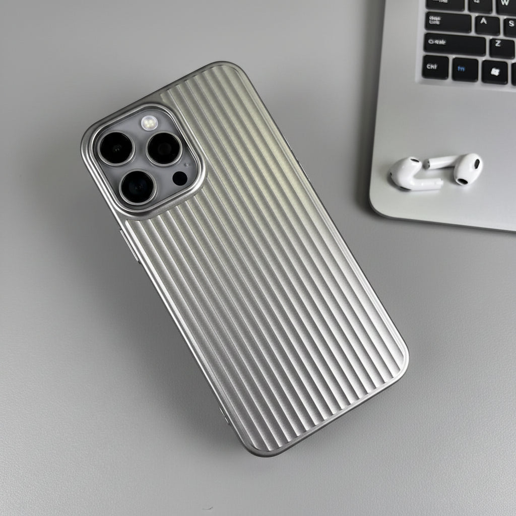 Coque acrylique à motif rayé argent pour iPhone