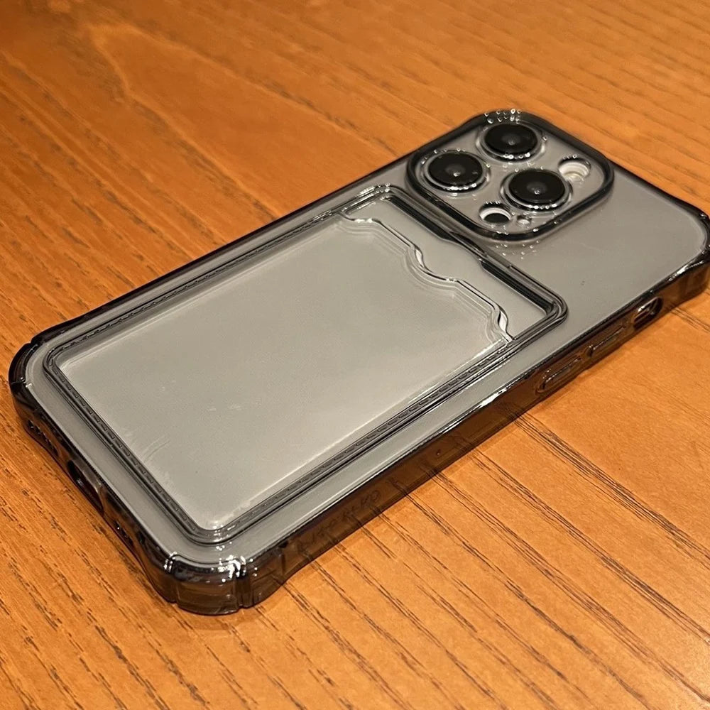 Coque antichoc gris foncé avec porte-carte pour iPhone