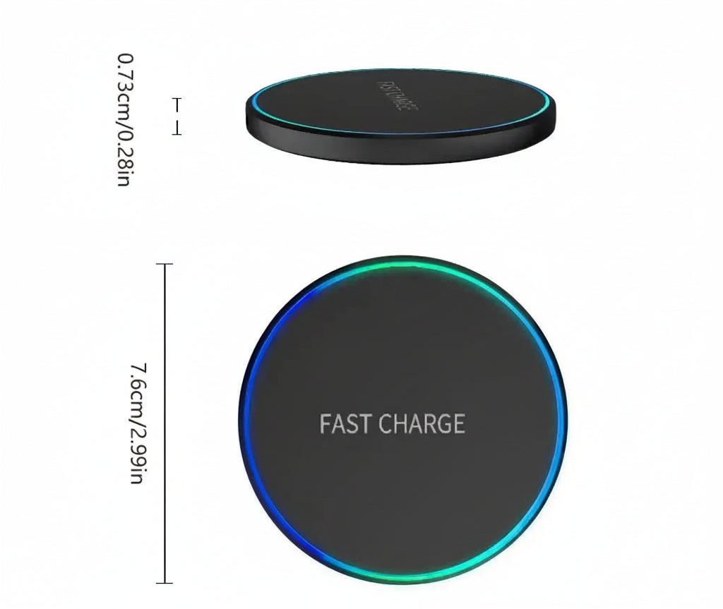 Dimensions chargeur sans fil induction compact USB-C